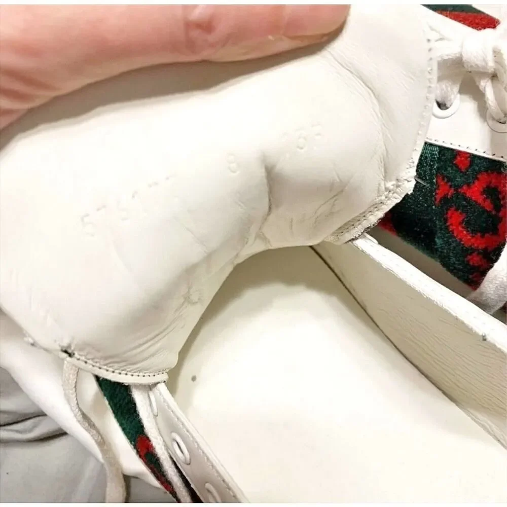 Gucci Ace GG Logo Terry Cloth Green Red Velvet Men’s Sneakers Size Gucci Size 8 - Picture 10 of 13